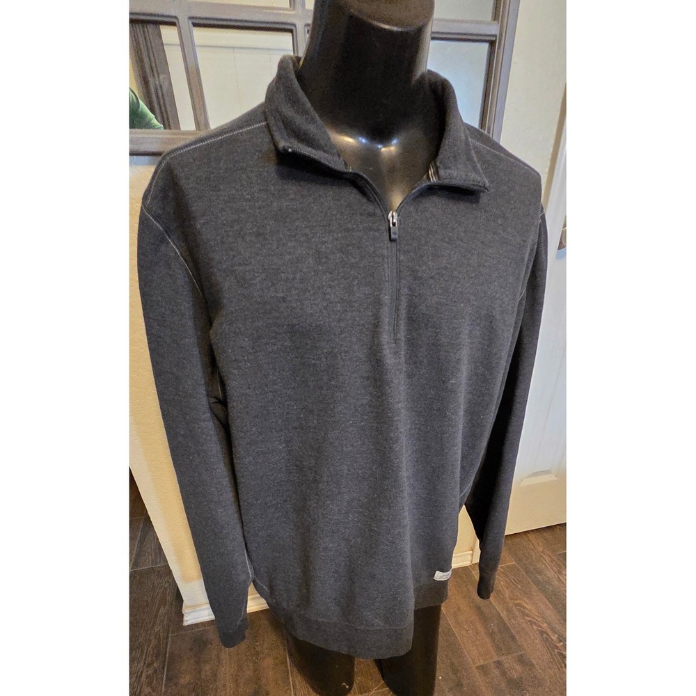 Eddie Bauer Mens XXL Charcoal Gray Heather Quarter Zip Pullover Sweatshirt